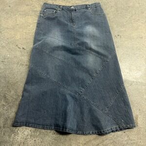 No Fuze Women's VTG Denim Maxi Skirt S/18 Y2k Western Boho Cottage Retro